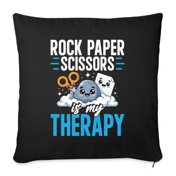 Rock Paper Scissors Is My Therapy - Sofa pillowcase 17,3'' x 17,3'' (45 x 45 cm) - black - Front