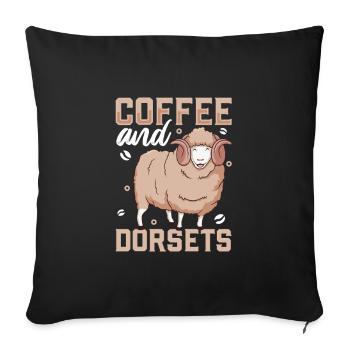 Coffee and Dorset Meat Sheep - Sofa pillowcase 17,3'' x 17,3'' (45 x 45 cm) - black - Front