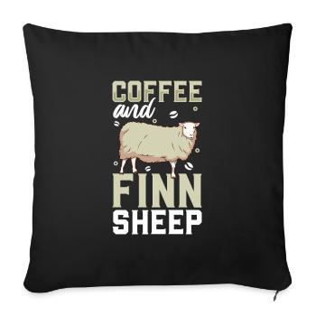 Kaffee und Finnschaf - Sofakissenbezug 45 x 45 cm - Schwarz - Vorne