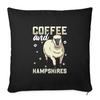 Café et moutons du Hampshire - Housse de coussin décorative 45 x 45 cm - noir - Devant