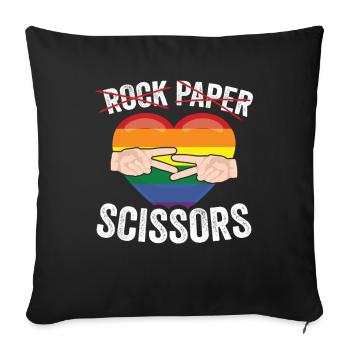 Ciseaux Pierre Papier Gay Lesbienne Gay - Housse de coussin décorative 45 x 45 cm - noir - Devant