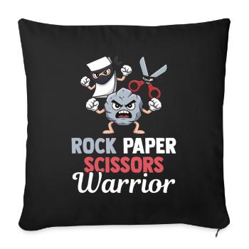 Scissors Stone Paper Kawaii Childhood Game - Sofa pillowcase 17,3'' x 17,3'' (45 x 45 cm) - black - Front