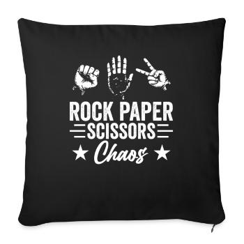 Ciseaux Pierre Papier Drôle Groupe Jeu d’École - Housse de coussin décorative 45 x 45 cm - noir - Devant