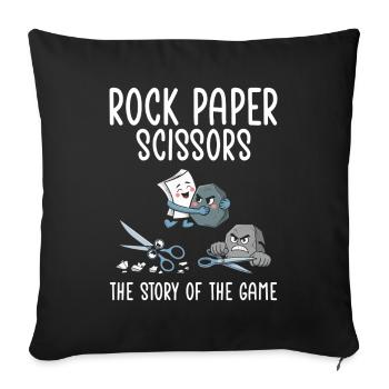 Rock, paper, scissors, the history of the game - Sofa pillowcase 17,3'' x 17,3'' (45 x 45 cm) - black - Front