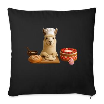 Llama Baking Cake Bread - Sofa pillowcase 17,3'' x 17,3'' (45 x 45 cm) - black - Front