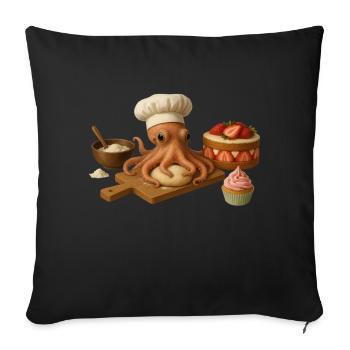 Octopus Baking Cake Bread - Sofa pillowcase 17,3'' x 17,3'' (45 x 45 cm) - black - Front