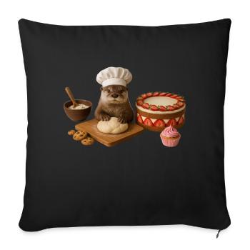 Otter Baking Cake Bread - Sofa pillowcase 17,3'' x 17,3'' (45 x 45 cm) - black - Front