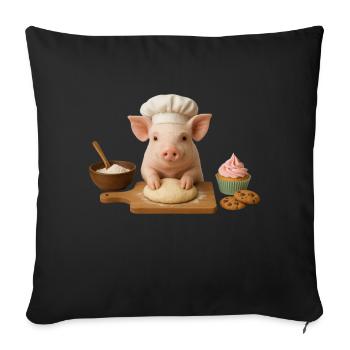 Pig Baking Cake Bread - Sofa pillowcase 17,3'' x 17,3'' (45 x 45 cm) - black - Front