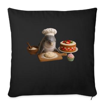 Dolphin Baking Cake Bread - Sofa pillowcase 17,3'' x 17,3'' (45 x 45 cm) - black - Front