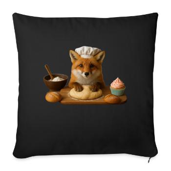 Fox Baking Cake Bread - Sofa pillowcase 17,3'' x 17,3'' (45 x 45 cm) - black - Front