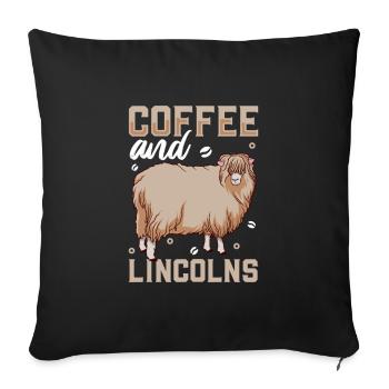 Coffee and Lincoln sheep - Sofa pillowcase 17,3'' x 17,3'' (45 x 45 cm) - black - Front