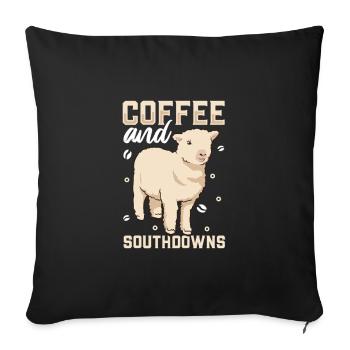 Kaffee und Southdown-Schaf - Sofakissenbezug 45 x 45 cm - Schwarz - Vorne
