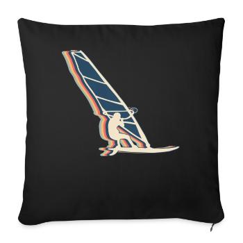 Windsurfer Windsurfing Retro Line Art - Sofa pillowcase 17,3'' x 17,3'' (45 x 45 cm) - black - Front
