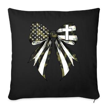 Coquette Bow Cross Faith Camouflage US Flag - Sofa pillowcase 17,3'' x 17,3'' (45 x 45 cm) - black - Front