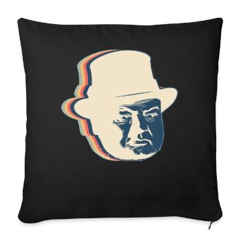 Winston Churchill British Retro Line Art - Sofa pillowcase 17,3'' x 17,3'' (45 x 45 cm) - black - Front