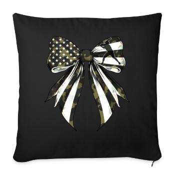 Coquette Bow Baseball Player Camouflage US Flag - Sofa pillowcase 17,3'' x 17,3'' (45 x 45 cm) - black - Front