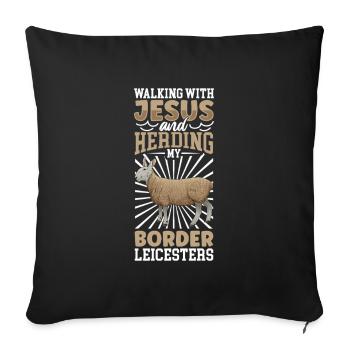 Jésus et les brebis - Border Leicester - Housse de coussin décorative 45 x 45 cm - noir - Devant