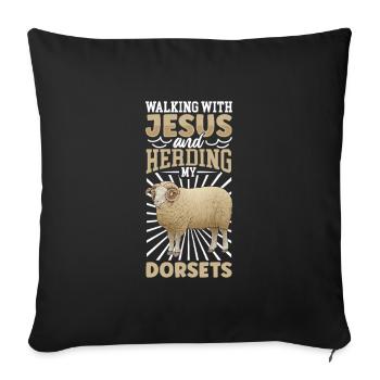 Jésus et les brebis - Dorset Meat Sheep - Housse de coussin décorative 45 x 45 cm - noir - Devant