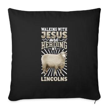 Jesus and Sheep - Lincoln Sheep - Sofa pillowcase 17,3'' x 17,3'' (45 x 45 cm) - black - Front