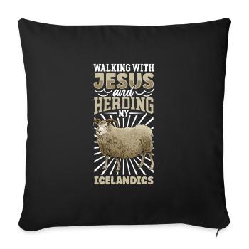 Jésus et les brebis - Brebis islandaises - Housse de coussin décorative 45 x 45 cm - noir - Devant