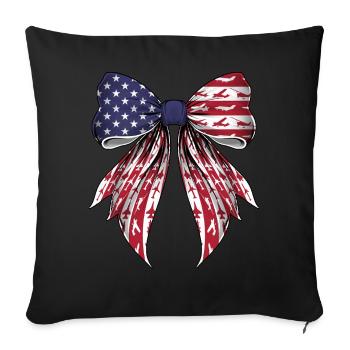 Coquette Bow Airplane Pilot Aviation US Flag - Sofa pillowcase 17,3'' x 17,3'' (45 x 45 cm) - black - Front
