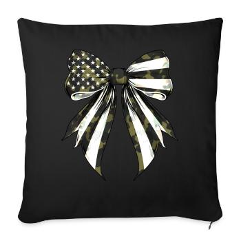Coquette Bow Camouflage US Flag Pride - Sofa pillowcase 17,3'' x 17,3'' (45 x 45 cm) - black - Front