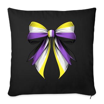 Coquette Bow Non Binary Pride Flag LGBTQ - Sofa pillowcase 17,3'' x 17,3'' (45 x 45 cm) - black - Front