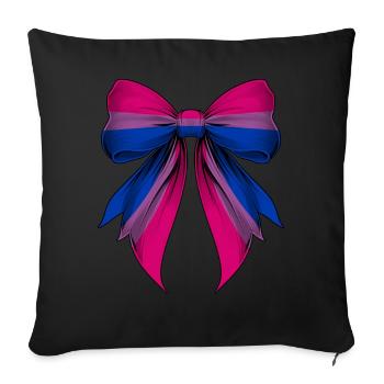 Coquette Bow Bisexual Pride Flag Bi LGBTQ - Sofa pillowcase 17,3'' x 17,3'' (45 x 45 cm) - black - Front