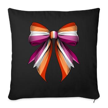 Coquette Bow Lesbian Pride Flag LGBTQ - Sofa pillowcase 17,3'' x 17,3'' (45 x 45 cm) - black - Front