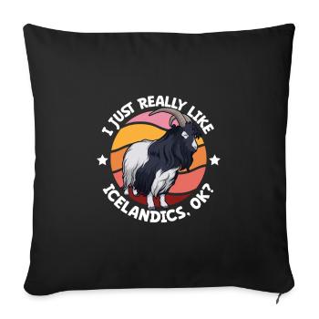 J’adore ma chèvre islandaise - Housse de coussin décorative 45 x 45 cm - noir - Devant