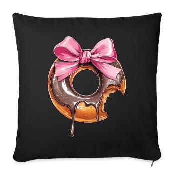Kokette Schleife Donuts Krapfen Sprinkles Mädchen - Sofakissenbezug 45 x 45 cm - Schwarz - Vorne