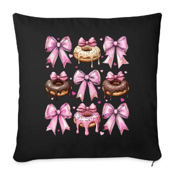 Kokette Schleife Donuts Krapfen Sprinkles Mädchen - Sofakissenbezug 45 x 45 cm - Schwarz - Vorne