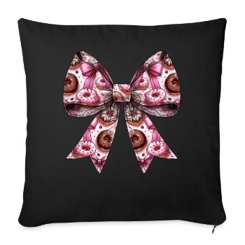 Coquette noeud Donuts Beignets Motif Sprinkles - Housse de coussin décorative 45 x 45 cm - noir - Devant