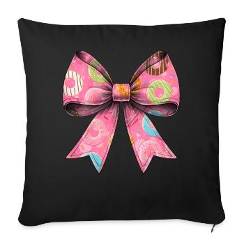 Coquette noeud Donuts Beignets Motif Sprinkles - Housse de coussin décorative 45 x 45 cm - noir - Devant
