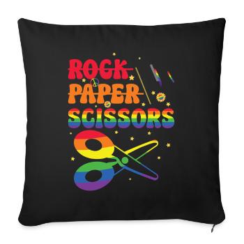Scissors Stone Paper Men Women Rainbow - Sofa pillowcase 17,3'' x 17,3'' (45 x 45 cm) - black - Front