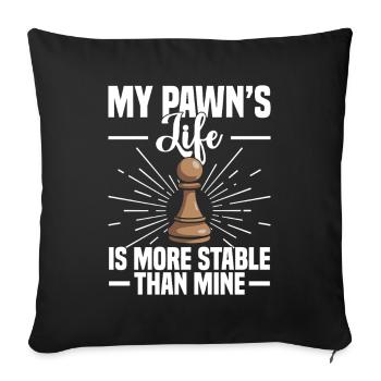 Chess Game Night Pawn Pieces Checkerboard - Sofa pillowcase 17,3'' x 17,3'' (45 x 45 cm) - black - Front