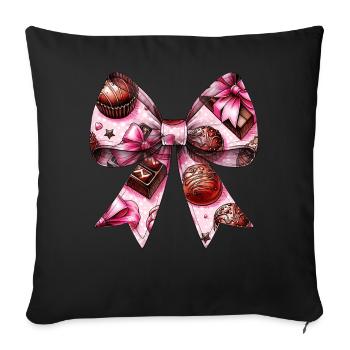Coquette Bow Chocolate Candy Bar Pattern - Sofa pillowcase 17,3'' x 17,3'' (45 x 45 cm) - black - Front