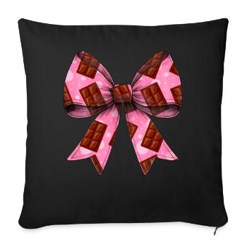 Coquette Bow Chocolate Candy Bar Pattern - Sofa pillowcase 17,3'' x 17,3'' (45 x 45 cm) - black - Front