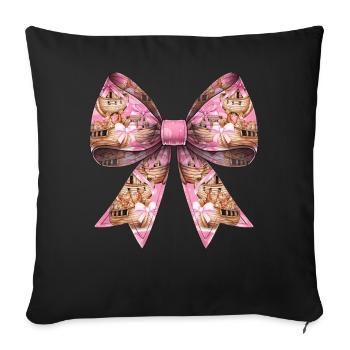 Coquette Bow Noah's Ark Christian Animals Pattern - Sofa pillowcase 17,3'' x 17,3'' (45 x 45 cm) - black - Front