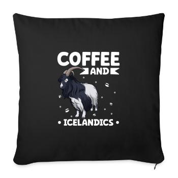 Café et chèvre islandaise - Housse de coussin décorative 45 x 45 cm - noir - Devant