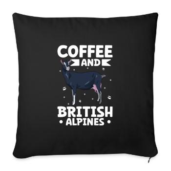 Coffee and British Alpine Goat - Sofa pillowcase 17,3'' x 17,3'' (45 x 45 cm) - black - Front