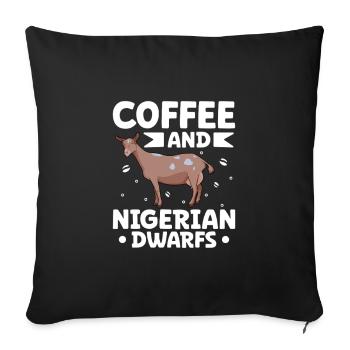 Kaffee und Afrikanische Zwergziege - Sofakissenbezug 45 x 45 cm - Schwarz - Vorne