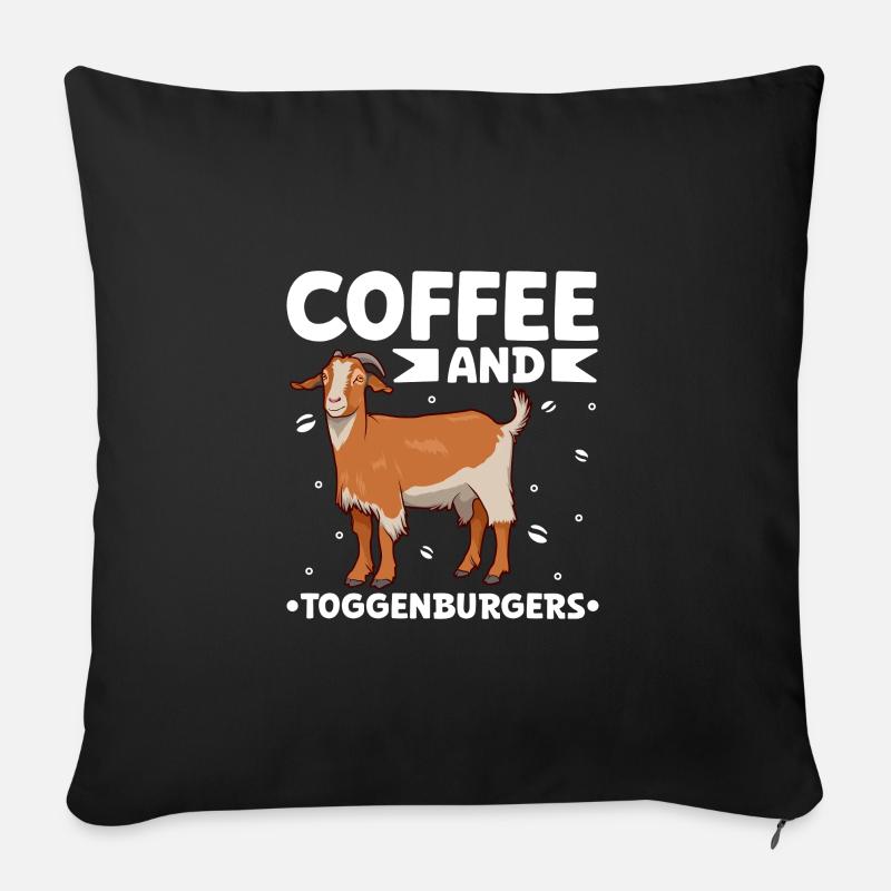 Kaffee und Toggenburger Ziege - Sofakissenbezug 45 x 45 cm - Schwarz