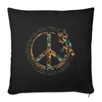 Symbole LOVING PEACE GECKO dots circle 2 - Housse de coussin décorative 45 x 45 cm - noir - Devant