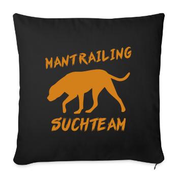 Mantrailing rechercheteam cadeau chien de recherche chiens - Housse de coussin décorative 45 x 45 cm - noir - Devant