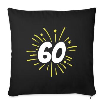60 ans 60 ans feux d’artifice - Housse de coussin décorative 45 x 45 cm - noir - Devant