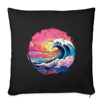 Sea, Wave, Sunset, Sun, Beach Summer - Sofa pillowcase 17,3'' x 17,3'' (45 x 45 cm) - black - Front