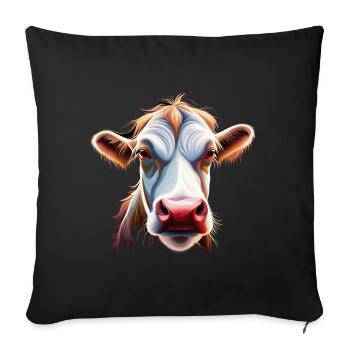 tête de vache tête de vache fermier brun élevage de vaches - Housse de coussin décorative 45 x 45 cm - noir - Devant