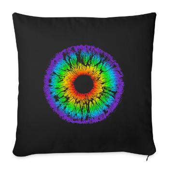 Rainbow Eye, Iris, LGBT, Gay Pride, Mandala - Sofa pillowcase 17,3'' x 17,3'' (45 x 45 cm) - black - Front