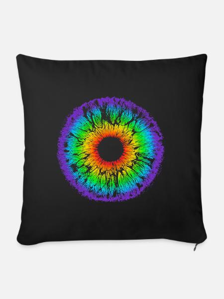 Regenbogen Auge, Iris, LGBT, Gay Pride, Mandala - Sofakissenbezug 45 x 45 cm - Schwarz